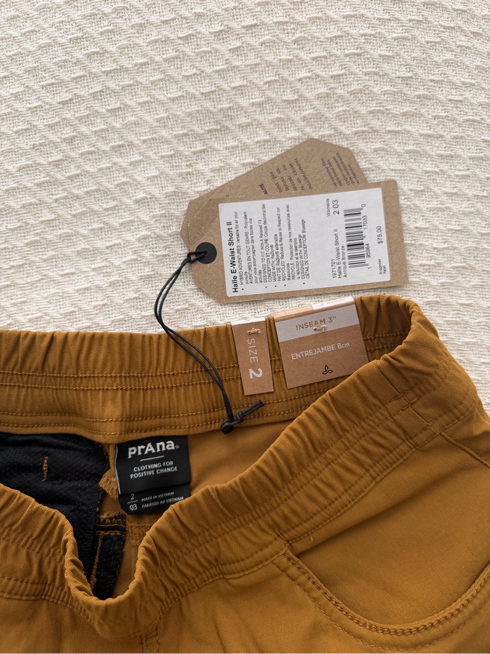 Prana Women's Athletic Shorts in Mustard brown/bronze size 2 inseam 3” - Picture 3 of 5